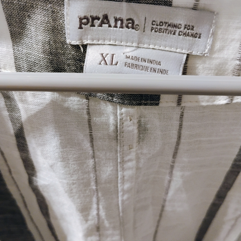 prAna $79 Size XL Charcoal Marina Bay Tunic Beach Cover Up Stripe Organic Cotton - Picture 6 of 11